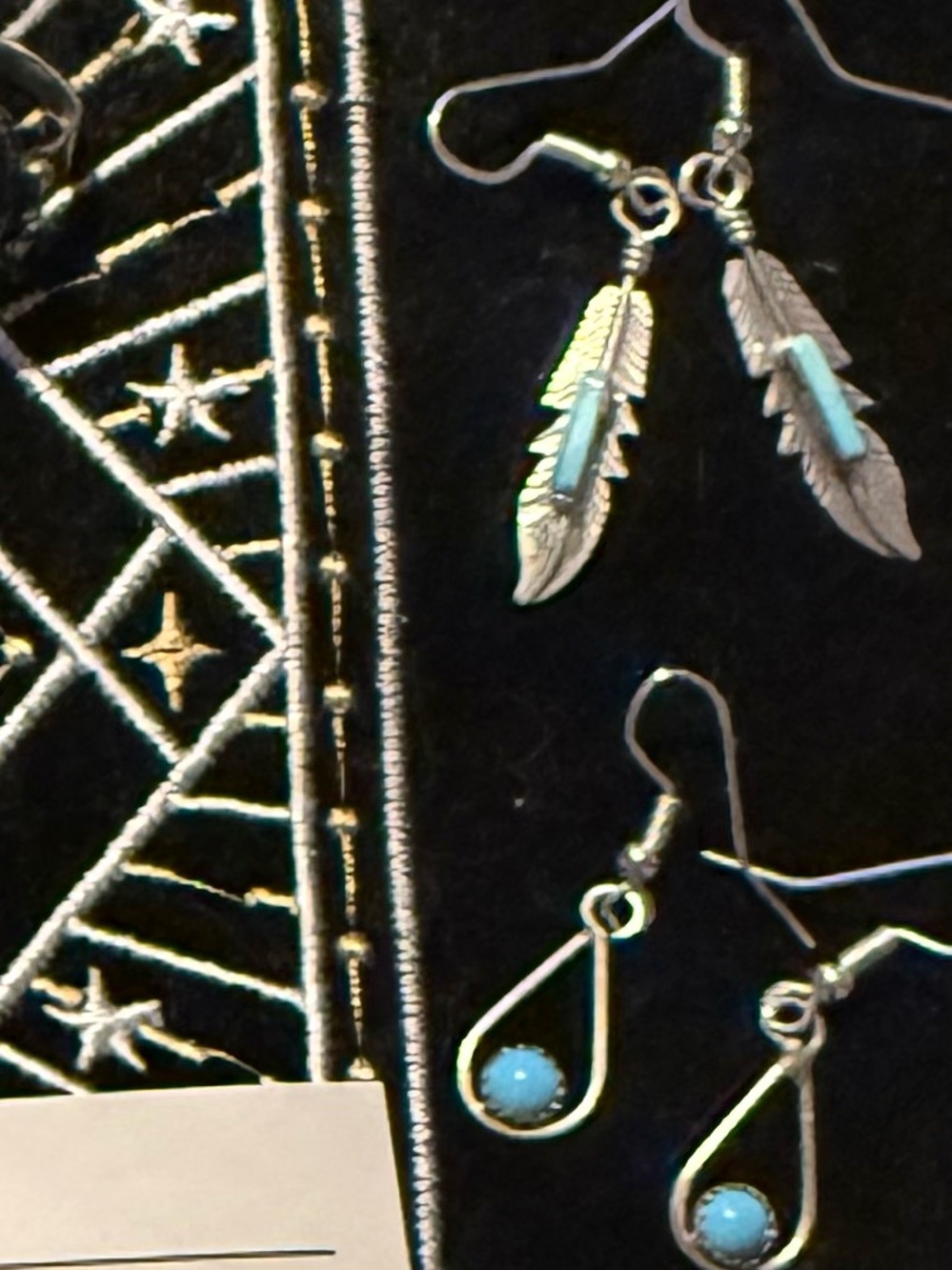 Two pairs native made turquoise earrings